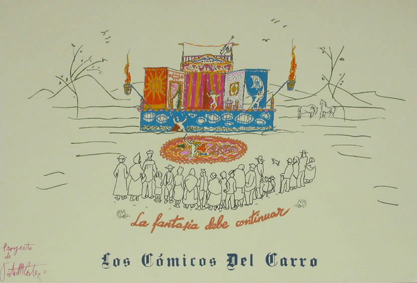 Javier Cebrián - Cómicos del Carro - 43,5 x 63,5 cm. - 1980