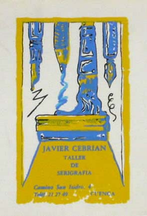 Javier Cebrián - Javier Cebrián. Taller de Serigrafía - 12 x 7  cm. - 1986
