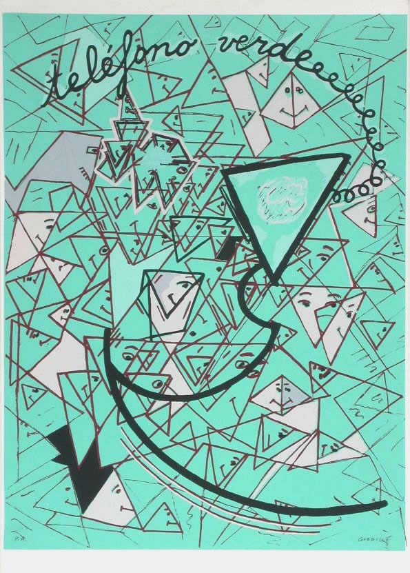 Javier Cebrián - Teléfono verde - 65 x 50 cm. - 1985